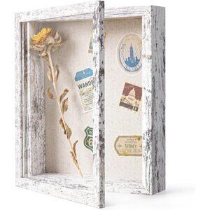 8x10 Shadow Box Frame with Linen Back-Real Glass,Push Pins Included Display Case